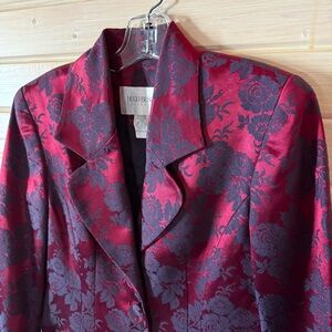 Hugo Buscati Collection Floral Jacquard Blazer Sz S Made in USA Navy and Red